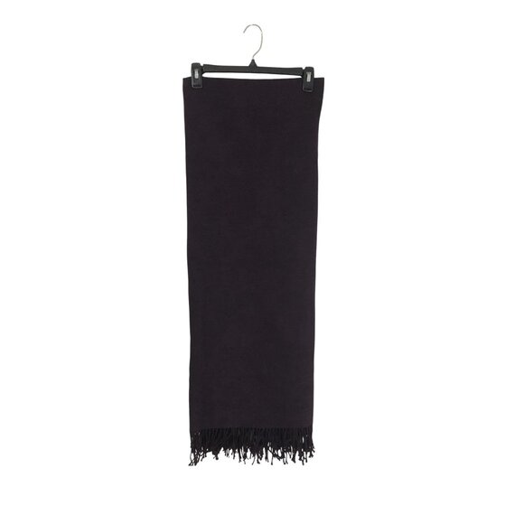 Ralph Lauren Wool Fringed Throw Blanket Purple Jacquard Pattern